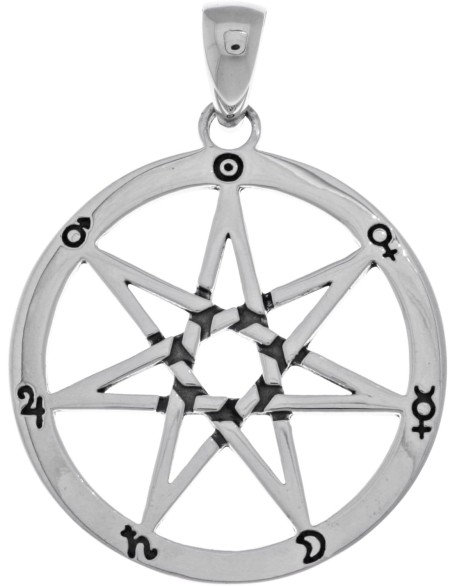 Jewelry Trends Faery Septagram Seven Point Star Fairy Sterling Silver Pendant Necklace 18"