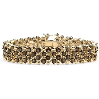 PalmBeach Yellow Gold-plated Round Genuine Smoky Quartz