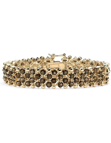 PalmBeach Yellow Gold-plated Round Genuine Smoky Quartz