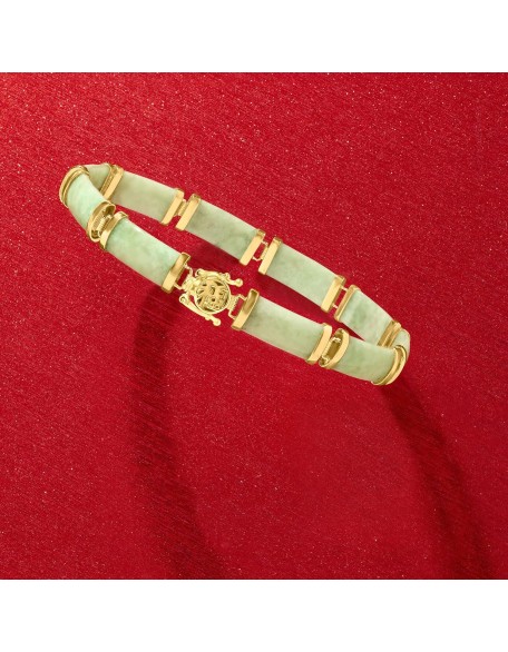 Ross-Simons Jade Good Fortune Bracelet in 18kt Gold Over Sterling