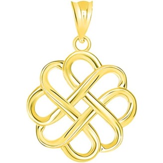 Exquisite 10k Yellow Gold Endless Love Good Luck Irish Celtic Knot Pendant