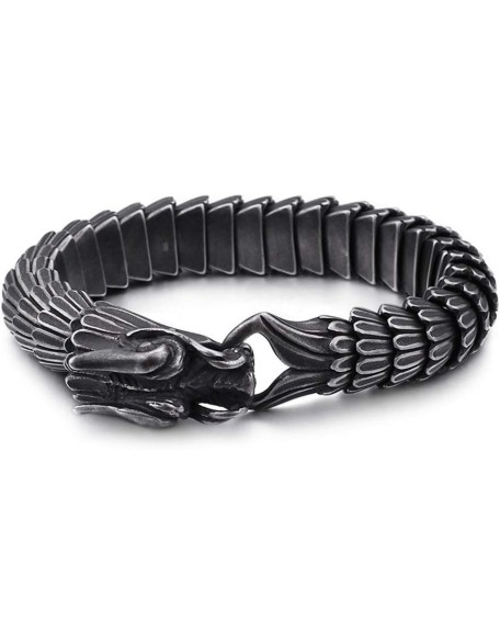 Gothic Style Dragon Scale Bracelet 316L Stainless Steel,Unique Retro Style Mens Heavy Link Chain