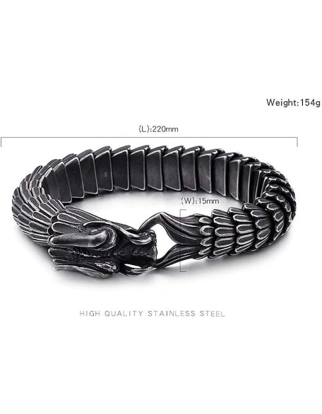 Gothic Style Dragon Scale Bracelet 316L Stainless Steel,Unique Retro Style Mens Heavy Link Chain