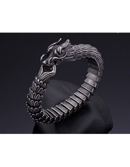 Gothic Style Dragon Scale Bracelet 316L Stainless Steel,Unique Retro Style Mens Heavy Link Chain