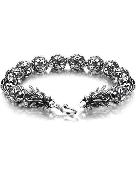 Vintage Men's Silver Jewelry Bracelet Creative 925 Sterling Silver Dragon Bracelet