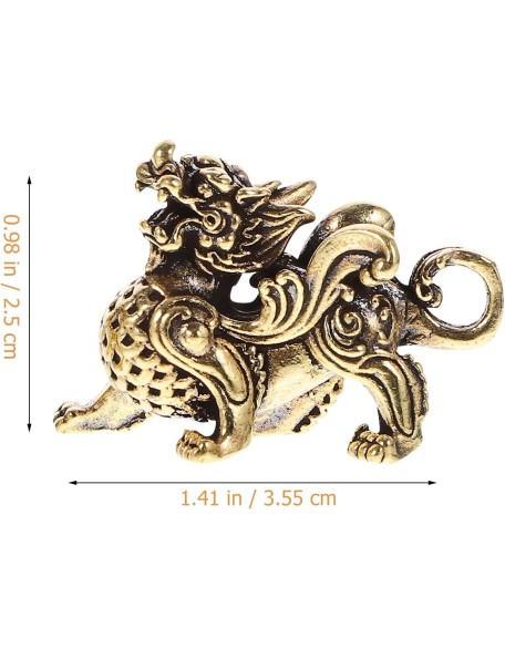 2pcs Feng Shui Pixiu Statue Brass Prosperity Figurine Animal Wealth Decor for Home Office Attract Money Good Luck Sculpture Decoration