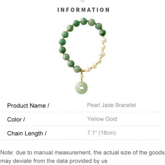 14K Gold Jade Pearl Bracelet, Pearl Beaded Stretch Bracelet