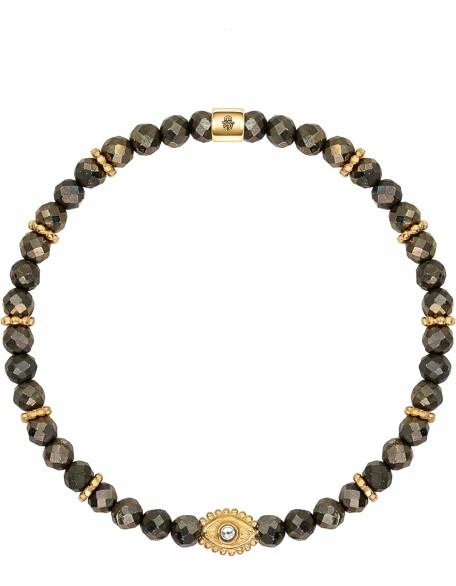 Fierce Spirit - Women's Genuine Tiger's Eye Labradorite Pyrite Gemstones18K Gold Plated Bras Evil Eye