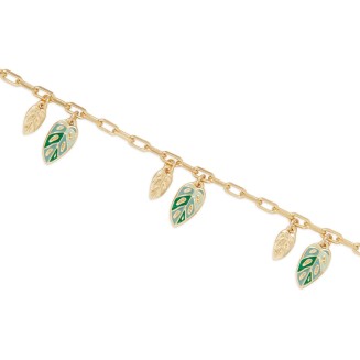 Lucky Brand Enamel Monstera Charm Bracelet, Gold, One Size