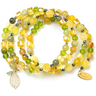 Agate Stone and Natural Crystal Beads Bracelet for Women