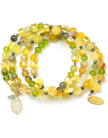 Agate Stone and Natural Crystal Beads Bracelet for Women