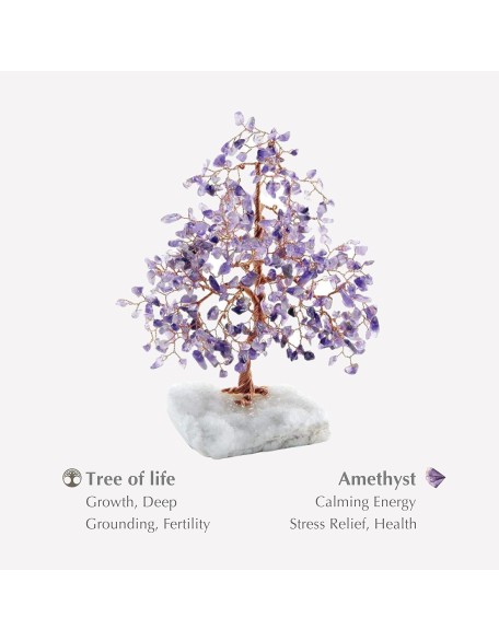 Spiritual Love - Amethyst Stones Feng Shui Tree of Life to Manifest Your Dreams Hand-Wrapped