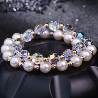 Classic Bracelet Natural Crystal Bracelet Feng Shui Lucky Charm Multi-Turn Bracelet Austrian Glaze Pearl Vacation Jewelry