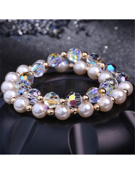 Classic Bracelet Natural Crystal Bracelet Feng Shui Lucky Charm Multi-Turn Bracelet Austrian Glaze Pearl Vacation Jewelry