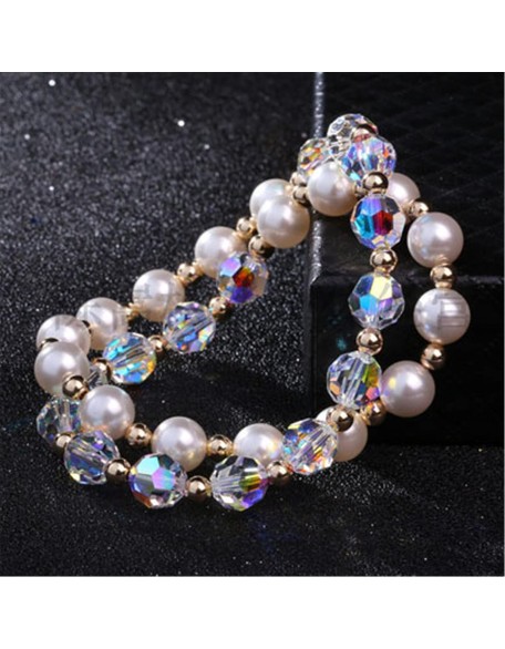 Classic Bracelet Natural Crystal Bracelet Feng Shui Lucky Charm Multi-Turn Bracelet Austrian Glaze Pearl Vacation Jewelry