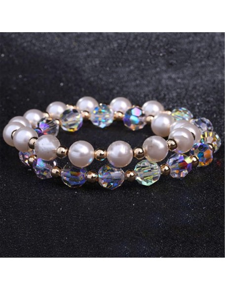 Classic Bracelet Natural Crystal Bracelet Feng Shui Lucky Charm Multi-Turn Bracelet Austrian Glaze Pearl Vacation Jewelry