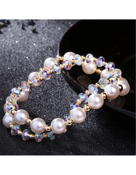 Classic Bracelet Natural Crystal Bracelet Feng Shui Lucky Charm Multi-Turn Bracelet Austrian Glaze Pearl Vacation Jewelry