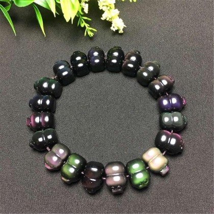 Classic Bracelet Natural Feng Shui Crystal Bracelet Color Rainbow Eye Obsidian Lucky Zodiac Pig Charm Balance Bracelet