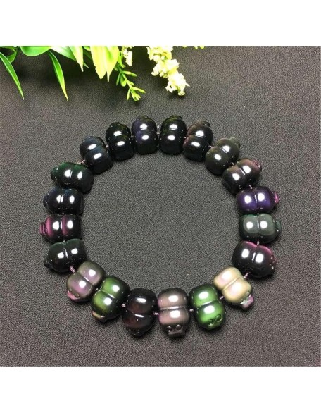 Classic Bracelet Natural Feng Shui Crystal Bracelet Color Rainbow Eye Obsidian Lucky Zodiac Pig Charm Balance Bracelet