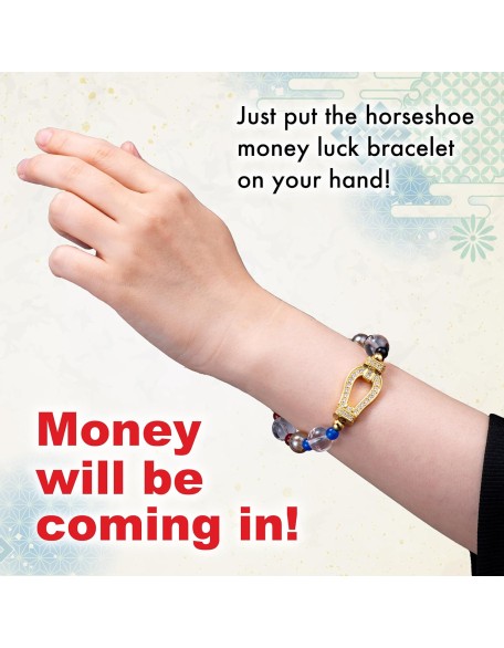 horseshoe money luck bracelet Japaese feng shui stretch men women unisex guardian deities gorgeous cool present casual