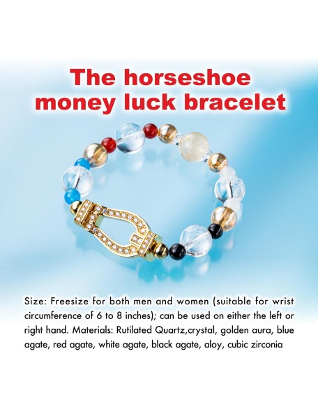 horseshoe money luck bracelet Japaese feng shui stretch men women unisex guardian deities gorgeous cool present casual