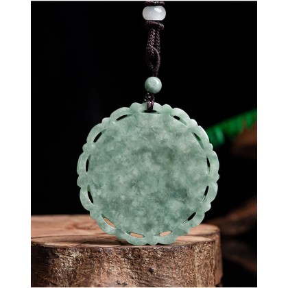 Natural Jadeite Dragon and Phoenix Zodiac Pendant Necklace