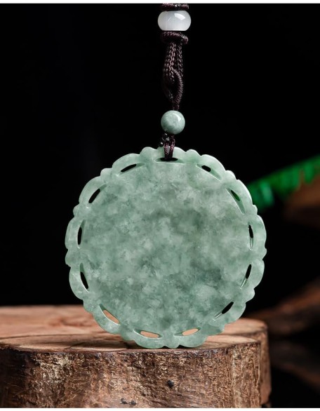 Natural Jadeite Dragon and Phoenix Zodiac Pendant Necklace