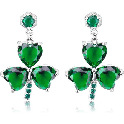  Shamrock Rhinestone Earrings Studs, Earrings Hook