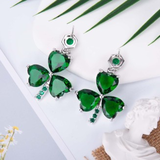  Shamrock Rhinestone Earrings Studs, Earrings Hook