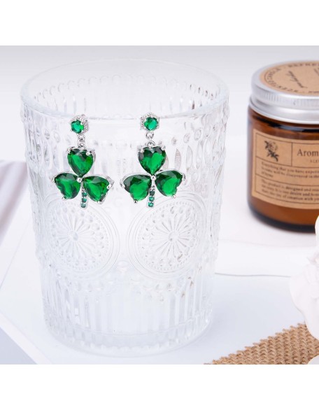  Shamrock Rhinestone Earrings Studs, Earrings Hook